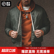 馬登工裝美式復古MA1飛行員棉服夾克男秋冬加厚棉襖棒球服上衣外套 綠色 M