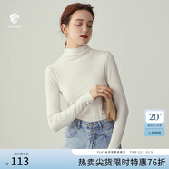 范思藍恩范思藍恩204303半高領(lǐng)打底衫女秋冬百搭修身針織上衣緊身內搭毛衣 奶白色  S