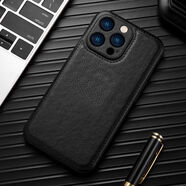 恒進(jìn)新款15pro高端真皮革16pro保護套適用蘋(píng)果iphone14promax手機殼皮質(zhì)iphone13pro全包鏡頭12感11精 黑色贈鋼化膜 iPhoneX