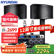 HYUNDAI現代家庭影院ktv音響套裝家用k歌電腦電視客廳卡拉ok全套會(huì )議室卡包店鋪專(zhuān)業(yè)功放音箱設備 【尊享版】12吋音響套裝
