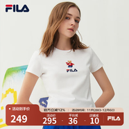 FILA 斐樂(lè )女裝官方女士短袖T恤夏季休閑運動(dòng)內搭t恤運動(dòng)上衣 標準白-F51W328152FWT S （160/80A/S）