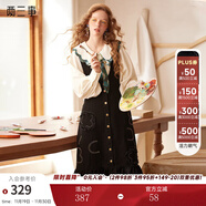 兩三事牛仔背帶連衣裙春季復古背心裙黑色裙子設計感長(cháng)裙魅影幾許 黑色預售 M