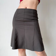 GoGirlGo自制歐美風(fēng)立體剪裁魚(yú)尾半身裙女中腰a字修身顯瘦短裙 深灰色 S S