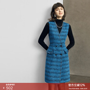 顏域小香風(fēng)背心裙女裝2023新款冬季收腰顯瘦馬甲裙時(shí)尚無(wú)袖連衣裙 藍色 2XL 44