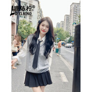鹿依檸jk制服連衣裙女2024秋冬新款女裝韓國學姐校花學院風學生套裝裙子 馬甲+襯衫 S