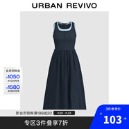 UR2025夏季新款女裝拼接假兩件撞色無(wú)袖連衣裙UWM750057