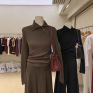 小紅書(shū)同款黃色不規則短款半高領(lǐng)長(cháng)袖針織衫女秋季修身內搭打底毛 咖啡色韓里韓氣的穿搭上衣今年流行百搭獨特設計甜辣風(fēng) S S