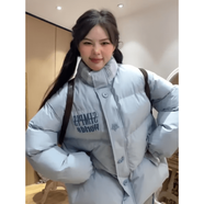 俞兆林（YUZHAOLIN）百搭甜美格子棉服女2025冬季新款學(xué)院風(fēng)寬松設計感加厚棉服外套 藍色棉服 M