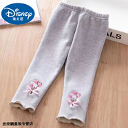 迪士尼寶寶女童打底褲外穿春秋寶寶棉兒童薄款長(cháng)褲小女孩繡花加絨褲子洋氣褲 灰色加絨 120 建議110-120cm6-7歲cm