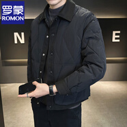 羅蒙（ROMON）輕薄棉衣男2025秋冬季襯衫領(lǐng)假兩件夾克軍綠色休閑羽絨服棉服外套 d236.YR782黑色 【羽絨服款】 XL 140-155斤