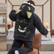 舍居男士睡衣冬季加厚加絨珊瑚絨三層夾棉襖保暖法蘭絨冬天家居服套裝 CMG43171耿鬼（三層夾棉） XL (高170-175 125-150斤)