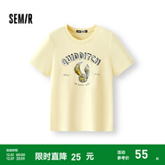森馬（Semir）哈利波特IP|短袖t恤女小寬松涼感上衣2025夏裝新款印花速干套頭衫 黃色調00333-金色飛賊 M