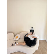 歐根紗半身裙蓬蓬裙公主裙芭蕾風(fēng)半超短半裙 黑色 70 70斤170斤