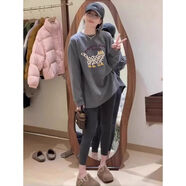 妃麗慕尚中長(cháng)款搭配鯊魚(yú)褲德絨長(cháng)袖t恤女秋冬韓版時(shí)尚寬松加厚上衣打底衫 【德絨厚】B1581-476灰色 M 建議110斤以?xún)?
                                         title=