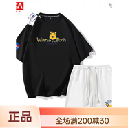 阿尤布維尼熊短袖N(xiāo)AA小熊維尼短袖t恤男女款半袖卡通情侶夏裝搭 AHT981WNX02黑色+HKJJWNX白色 S