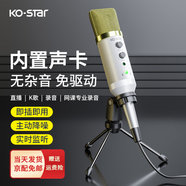 KO-STAR 麥克風(fēng)電腦USB話(huà)筒有線(xiàn)臺式機筆記本專(zhuān)用桌面會(huì )議網(wǎng)課學(xué)習游戲語(yǔ)音主播直播聲卡設備錄課 白色【內置專(zhuān)業(yè)聲卡】