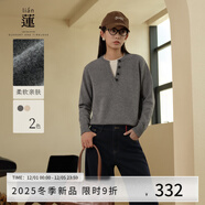 A.YILIAN【商場(chǎng)同款】阿依蓮假兩件針織毛衣女25冬季新款時(shí)尚百搭寬松上衣 薄暮灰 S