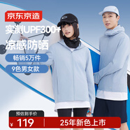 京東京造【UPF300+】防曬衣男士冰絲涼感夏季戶(hù)外防曬服男女外套 淺藍2XL