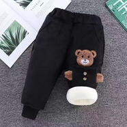 兒童棉褲加絨三層加厚寶寶冬季新款外穿褲子保暖一條過(guò)冬男童小童 抱抱熊黑色-三層加厚 90