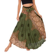 波西米亞民族風(fēng)不規則半身裙子泰國女顯瘦長(cháng)裙夏季海邊度假沙灘裙 墨綠色波普裙 均碼 均碼