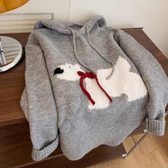 紫淑（Sweet basil）連帽針織衫女2025秋季新款韓通勤版時(shí)尚百搭加厚毛衣小衫上衣 灰色 【優(yōu)質(zhì)面料】 均碼  建議80-130斤