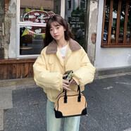 俞兆林（YUZHAOLIN）韓版寬松加厚短款棉服女2025冬季新款小個(gè)子外套學(xué)院風(fēng)保暖外套 奶黃色 【加厚】 厚款 M 建議105-125斤