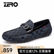 零度皮鞋男豆豆鞋男鞋透氣軟底男士皮鞋一腳蹬男鞋戶(hù)外駕車(chē)休閑鞋 A款-藍色【官方發(fā)售】 38