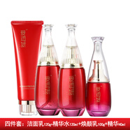 愛(ài)潤妍（i-young）玻尿酸金潤金絲燕窩組合精華水煥顏乳眼霜CC霜面霜晚霜面膜洗面奶 4件:精華水+煥顏乳+精華液+潔面乳