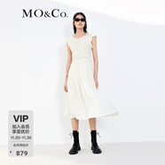 MO&Co.法式精致不規則層次無(wú)袖連衣裙肌理感高端氣質(zhì)連衣裙女摩安珂 香草杏色 S 160