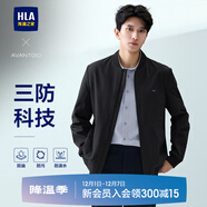 海瀾之家（HLA）夾克男25新款輕商務(wù)經(jīng)典三防印花棒球領(lǐng)外套秋季 黑色60 M 170/88A 推薦125~136斤