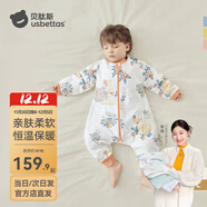 貝肽斯睡袋嬰兒春秋冬季新生寶寶防踢被恒溫保暖兒童分腿防驚跳連體衣服 春秋雙層-感溫(20-26℃）福兔 M碼 80-90cm(建議1.5-2.5歲）