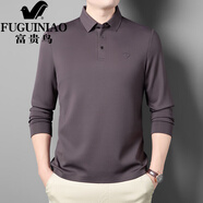 富貴鳥(niǎo)（FUGUINIAO）長(cháng)袖t恤polo衫男士秋季新款商務(wù)休閑柔順親膚衛衣上衣打底衫 紫色 S 165
