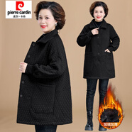 皮爾卡丹（pierre cardin）媽媽冬裝加絨外套冬季新款大碼中老年人女秋冬加厚風(fēng)衣中長(cháng)款 黑色（身） 加絨 XL 建議119-130斤