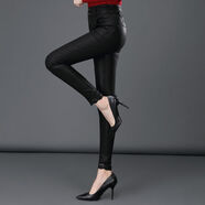 米黛尼（Miedaiia）高腰鉛筆褲女2024新款春秋韓版蕾絲拼接魔術(shù)彈力休閑打底褲女外穿 黑色 S