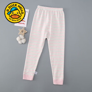 G.duck小黃鴨春秋男女童純棉貼身長(cháng)褲90%純棉中腰小腳褲男女通用A類(lèi)認證 粉色條紋【全無(wú)骨】1條裝 90 建議身高【80-90cm】