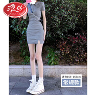 浪莎御姐包臀套裝polo修身緊身連衣裙夏季辣妹女小個(gè)子甜辣短裙子 灰色(適合155cm-165cm) XL 110-125斤