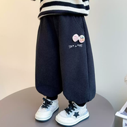 蓮悅鑫（LIANYUEXIN）女童加絨褲子秋冬裝2025新款兒童寶寶洋氣KT貓韓版衛褲運動(dòng)束腳褲 黑色 均碼 90cm