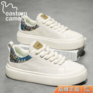 東方駱駝（EASTERN CAMEL）品牌男鞋2025秋冬新款時(shí)尚百搭運動(dòng)板鞋沖孔透氣民族風(fēng)休閑鞋子男 白色 44