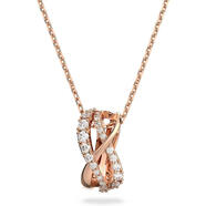 施華洛世奇（SWAROVSKI）2024女式項鏈Twist Row Crystal 精致優(yōu)雅玫瑰金吊墜 送禮物 Necklace -Rose Gold Tone,