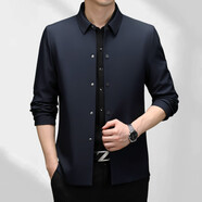 法莎尼亞新款輕奢男士翻領(lǐng)夾克商務(wù)休閑上衣抗皺免燙2025春秋外套 藍色 M 170/M