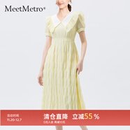 MeetMetro瑪依爾2025夏季新款撞色娃娃領(lǐng)法式甜美肌理感連衣裙女 黃色【現貨閃電發(fā)】 XL