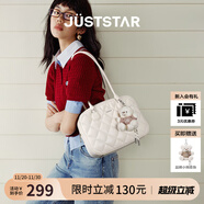 歐時(shí)納（JUST STAR）徐璐同款托特包包女款2025年新款輕奢侈單肩包女士包包生日禮物女 奶油白中號+掛飾[可放11寸平板]
