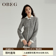 OBEG歐碧倩蝴蝶結格子直身裙10464130 黑格 S /160/36