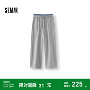 森馬（Semir）[商場(chǎng)同款]休閑褲女高腰撞色闊腿褲2025春季新款肌理衛褲慵懶 灰白10801 L