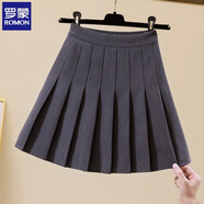 羅蒙毛呢百褶裙女2025新款秋季短裙高腰顯瘦遮胯a字裙加厚裙子半身裙 灰藍色 【防走光】 S