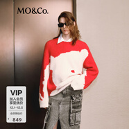 MO&Co.毛衣含羊駝毛厚實(shí)溫暖重工小熊毛織漏針破洞寬松摩安珂 大紅色 M 165