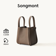 Songmont中號菜籃子系列女設計師款頭層牛皮大容量通勤手提包 大象灰 帆布內膽 現貨