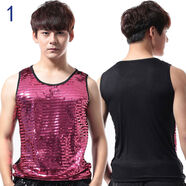 潮男裝搖滾朋克夜店服裝亮片酒吧DJ男歌手DS背心舞臺表演演出服男 1玫紅背心 M M