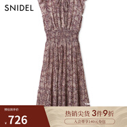 SNIDEL2025春夏優(yōu)雅印花荷葉邊小飛袖茶歇連衣裙SWFO252004 深紅色 D M (1)