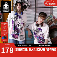 閃電潮牌（GENANX）太空棉夏季T恤男嘻哈情侶裝寬松字母印花動(dòng)漫五分袖潮流短袖 白色 S